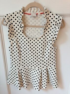 Anthropologie 9-H15 STCL Peplum Polka Dot Top
